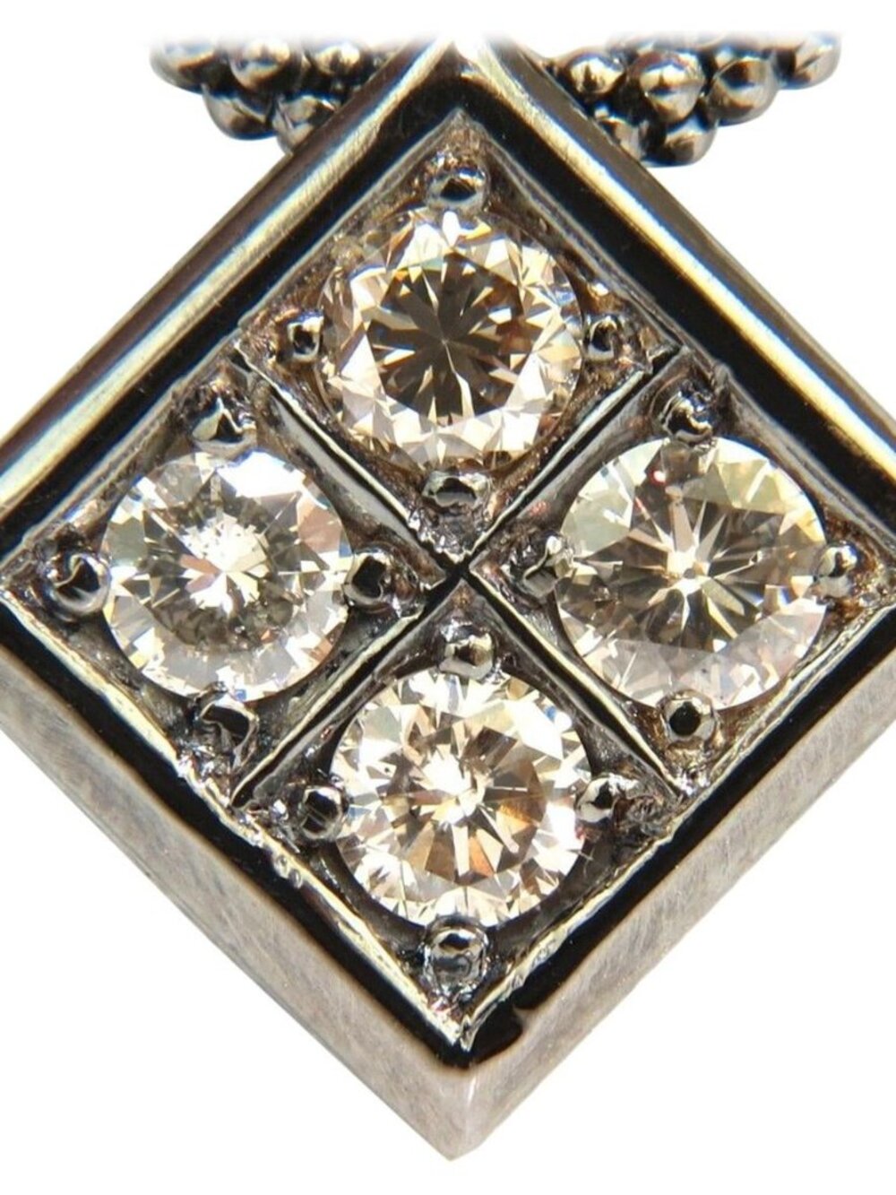 1.54CT DIAMONDS NATURAL FANCY LIGHT BROWN BEADED NECKLACE 14KT*